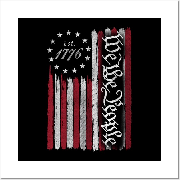 We The People - Vintage USA Flag 1776 Wall Art by LMW Art